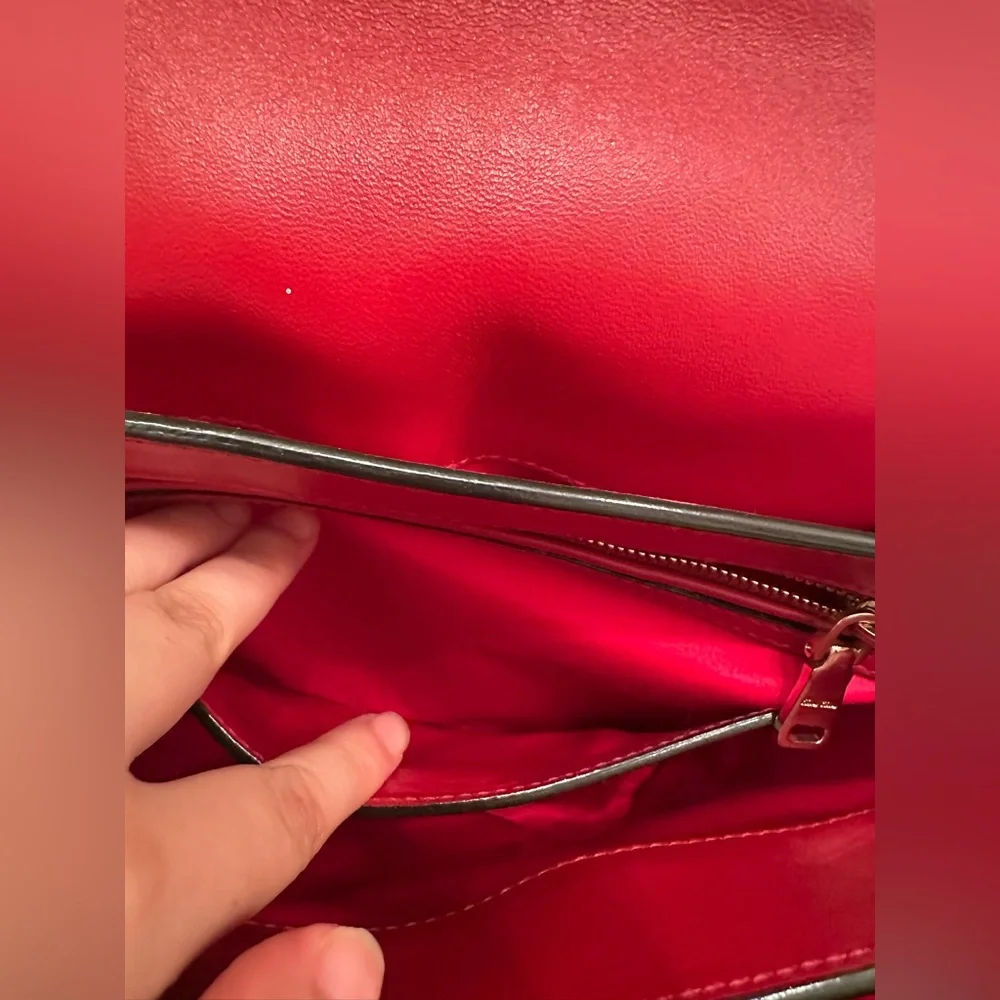 Very rare Miu Miu $2500 Authentic Red Leather Chain Handle Shoulder Bag.